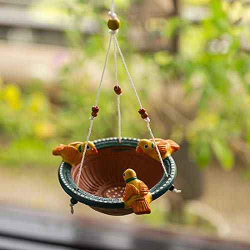 Buy Exclusivelane Terracotta Handpainted Bird Feeder For Garden