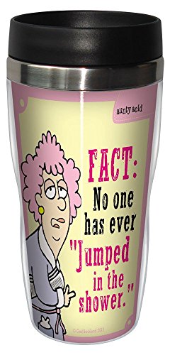 Tree-Free Greetings 16-Ounce (473ml) Sip 'N Go Stainless Lined Travel Mug, Aunty Acid Jump in The Shower, Steel, Multi-Colour, 8.13 x 8.13 x 17.78 cm