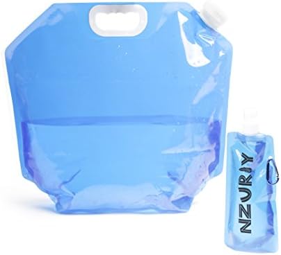 Nzuriy 10L Collapsible Water Carrier Container BPA Free Leak Free Durable Foldable for Camping and Outdoors Comes with a Bonus 500ml Water Bottle