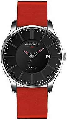 Amstt Fashion Unisex Quartz Watch Men Casual Business Analogue Wrist Watches Simple Design Women Dress Wristwatch Gift (Red)