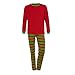 Produktbild Elecenty Damen Schlafanzug Nachtwäsche Paar Familie Jumpsuit Pyjamas Frauen Herren Langarm Weihnachten Bluse Hose Set Winter Streifen Warm lang Hosenanzug Sleepwear (XL, Herren Grün)