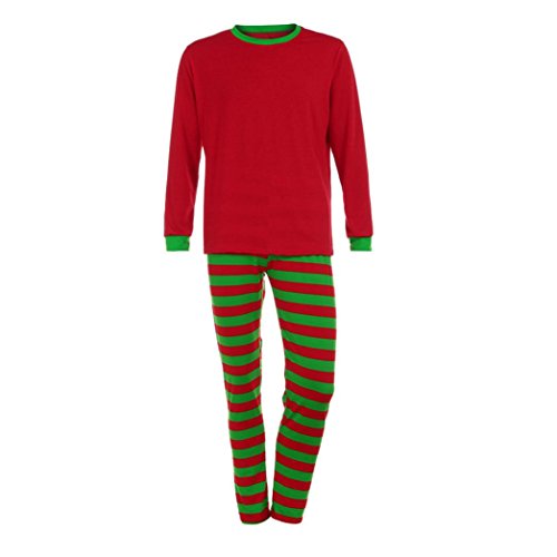 Preisvergleich Produktbild Elecenty Damen Schlafanzug Nachtwäsche Paar Familie Jumpsuit Pyjamas Frauen Herren Langarm Weihnachten Bluse Hose Set Winter Streifen Warm lang Hosenanzug Sleepwear (XL, Herren Grün)