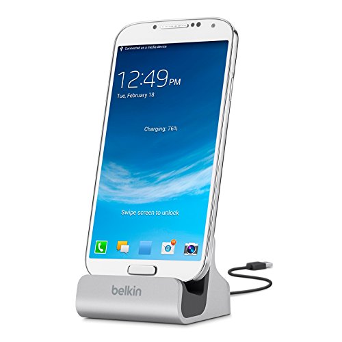 Belkin PowerHouse Sync-/Lade-Dock (Micro-USB-Anschluss, geeignet fÃ¼r Smartphones, Samsung Galaxy S7/S7 Edge, Samsung Galaxy S6/S6 Edge, Nokia Lumia, u.a.) silber