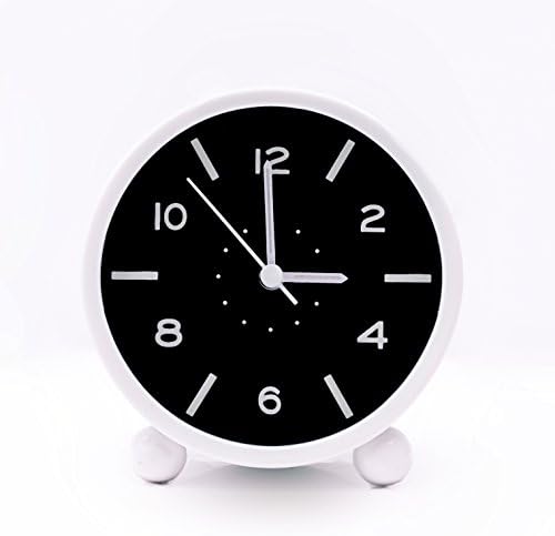 Benefitsheen 3" Vintage Style Alarm Clock with luminous light- Twin Bell, Analog & Battery Operated - Great for Heavy Sleepers and Travel (White)
