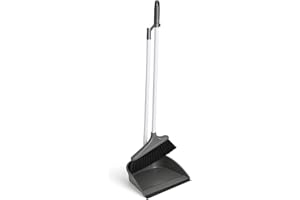 BEST HOUSE ANOTHER FINE PRODUCT BH | Dustpan and Brush Set | Long Handled | Grey | 1-Set | Upright Large Dustpan and Broom Combo Set | for Household Cleaning, Sweeping Brush for Home, Kitchen, Office, Lobby - by BEST HOUSE