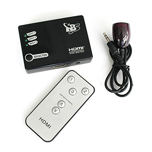 TBS®2211 3×1 3 Ports HDMI Switch / Umschalter (3 Eingänge 1 Ausgang) + IR Funk-Fernbedienung für HD-DVD-Player, Internet-Box, PS3, STB, Laptop, PC, DV, Xbox 360, HDTV, TV usw. – Full HD 1080p - 2