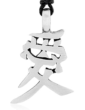 Llords Schmuck Halskette mit Anhänger chinesisches Schriftzeichen für Liebe, feinster Zinn Metall Modeschmuck