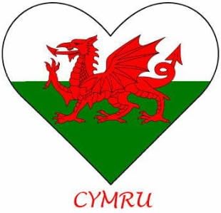 Wales (Cymru) - heart shaped flag - Pack of 6 iron-on transfers for white/light cotton