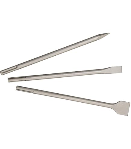 Flintronic 3-delige stalen boorbeitel set - SDS-Plus schacht met brede, platte en puntbevestigingen voor tegelmetselwerk, bakstenen muur, graniet beton