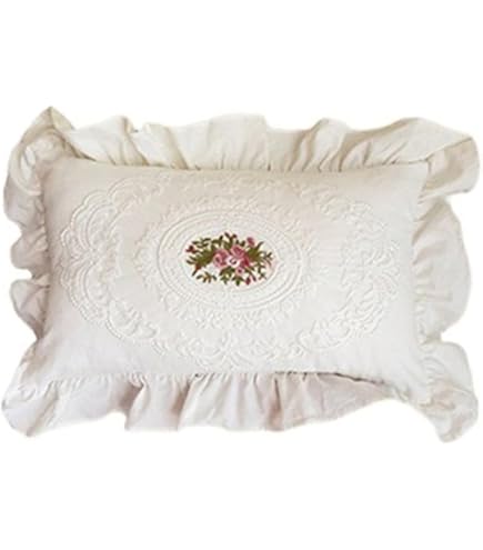 Vintange Fodere per Cuscino Francese Shabby Chic Quadrato Decorativo Federa per Cuscino, Shabby Chic Rosa Floreale, Federa Morbida 45,7 x 45,7 cm