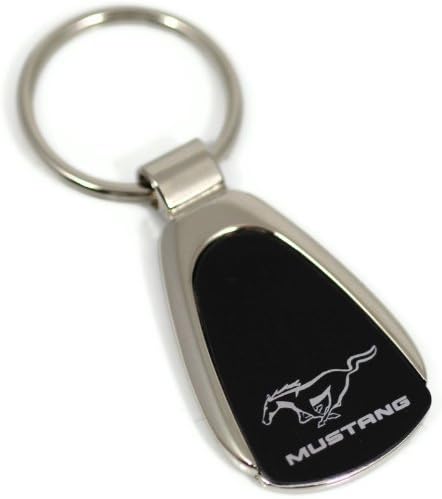 DanteGTS Ford MUSTANG HORSE Logo BLK Teardrop Style Keychain Chrome Key Fob Metal Keyring