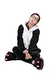 Panda Karneval Kostüme Pyjama Tieroutfit Tierkostüme Schlafanzug Tier Onesize Sleepsuit mit Kapuze Erwachsene Unisex Fleece-Overall Kostüm-LATH.PIN -