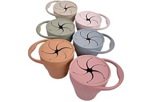 Aloonii Silicone Collapsible Baby Snack Cup Non- Spill Baby & Toddler Snack Holder, Suitable for pram & car Rides (Pink)