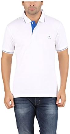 Yukth Mens Plain Solid Polo T-shirt White