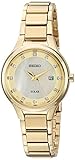 Seiko Women's 'Diamond Dial Dress' Quartz Stainless Steel Casual Watch, Color Gold-Toned (Model: SUT320)