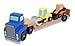 Melissa & Doug Low Loader Wooden Vehicle Play Set - 1 Truck With 2 Chunky Construction Vehicles
