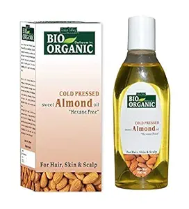 INDUS VALLEY Bio Organic Roghan Badam Sweet Almond Oil 100% Organic and Cold-pressed for Hair & Skin (No Mineral Oil & Sulphate) safe for babies - 200 ml