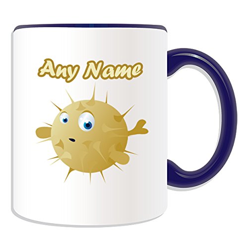 Personalised Gift - Big-Eye Pufferfish Mug (Animal Sealife Design Theme, Colour Options) - Any Name / Message on Your Unique Mug - Tetraodontidae Puffers Balloonfish Blowfish Bubblefish Globefish Swellfish Toadfish Toadies Honey Sugar Toads Sea Squab