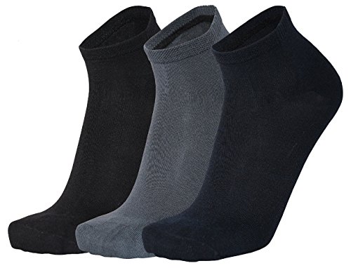 Tobeni 6 Pares Mujer Hombre Calcetines de Bambú Corto Quarter Unisexo Color 2x Antracita 2x Armada 2x Negro Tamano 43-46