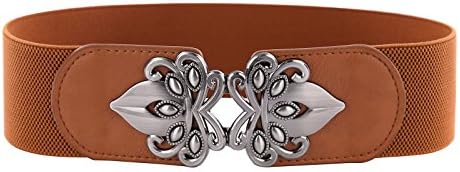 Elastic Vintage Belts Women Waist Belt Waistband Brown Size S CL010476-5