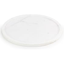 Marbclouda Marble & Wood Drink Coasters - Set Of 4, 4.3 Inch Round, White - View #2
