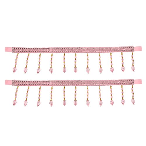 2x Vorhang Raffhalter Kristall Perlenkette Set für Raum Fenster Deko – one size, Rosa - 5