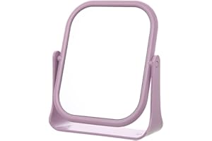 DVHOK Makeup Mirror for Desk Double Sided 360°Rotation Desk Mirror, Portable Table Square Small Standing Mirror Purple