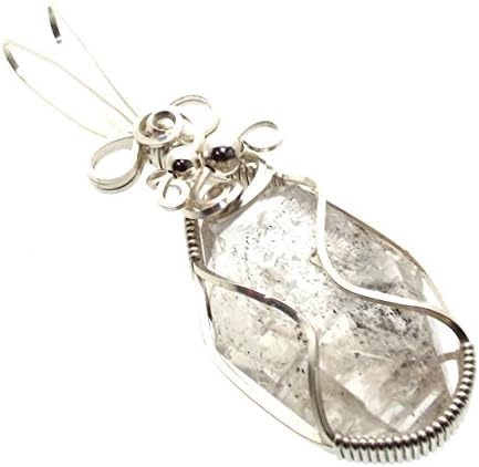 Herkimer Diamond Gemstone Sterling Silver Wire Wrapped Pendant