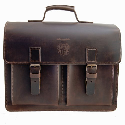 FREIHERR von MALTZAHN Extra gro  e Aktentasche EINSTEIN 2 aus BIO-Leder  Made in Germany  inkl  Lederpflege