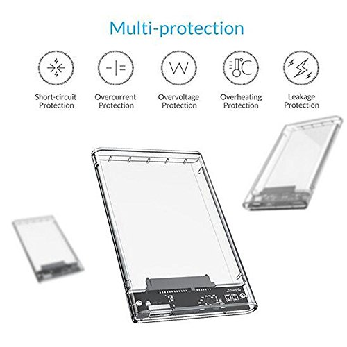 2.5 Festplattengehäuse/Case USB 3.0 Gehäuse Festplatte 2 5 Zoll SATA HDD and SSD, Tool-free Klar/Clear (include 1pcs enclosure only, without hard drive) - 2