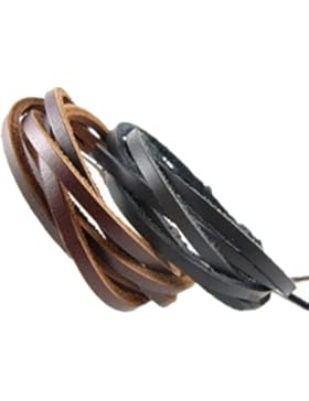 Jirong 2er-Pack Leder Black & Brown Armbänder - Fashion Einstellbare Leder-Armband Armband - Ideal für Männer,...