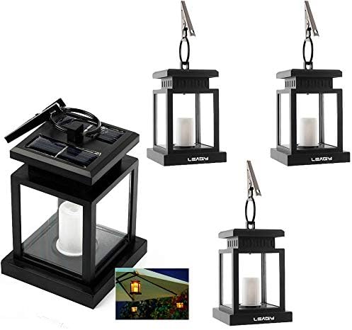 LEAGY 4 Pack Solar Outdoor LED Umbrella Lantern Hang Hanging Lamp LED Candle Light for Yard Garden Decoration (4Pack,Yellow Light)