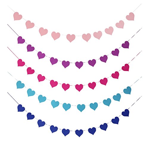 Generic 10pcs Hängen Filz Banner Fahne Girlande Wimplekette Herz Muster – Rosa , 280cm - 5
