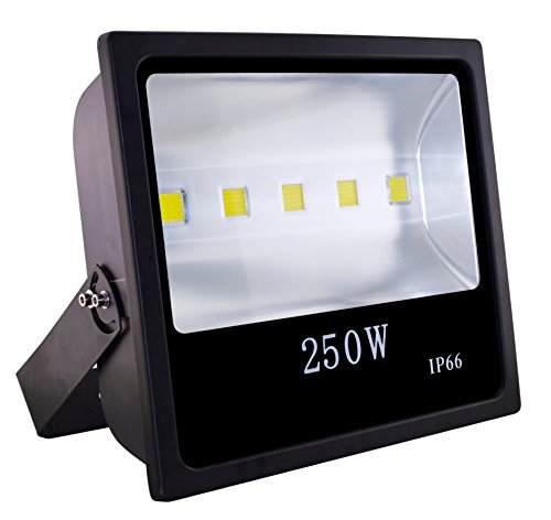 Slpro® Projecteur LED Noir 250 W ultra clair, remplace lampe au sodium haute pression 600 W, étanche, Blanc Froid 6000 K, angle d'éclairage 120 °, Projecteur à LED, Spot LED extérieur pour panneaux publicitaires, vitrine, Jardins, terrasse, cour, terrain de sport sur gazon, Terrain de Football, panneau d'entreprise, etc.