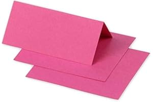 Clairefontaine 75024C - Paquet de 25 Marque-Places - Format 8,5x8cm - 210g/m² - Coloris Rose Fuchsia - Invitation Evènements et Correspondance - Gamme Pollen - Papier Premium Lisse
