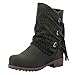 Produktbild SHOBDW Damen Winter Mode Neuheit Hohl Dekoration Schnür Mitte Röhre Stiefel Frauen Klassisch Warme Künstliche Wildleder Schneestiefel Rutschfest Durable Stiefel mit niedrigem Absatz Runde Zehe Schuhe