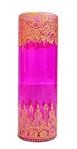 Ginni Designs Decorative Handcrafted Glass Flower Pot Vase with Henna Art (Multiple Design, Pink)