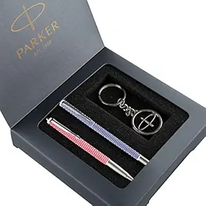 Parker Vector Gift Pack - Special Edition Roller Ball Pen and Special Edition Ball Pen with Parker Key Chain (Ink - Blue)
