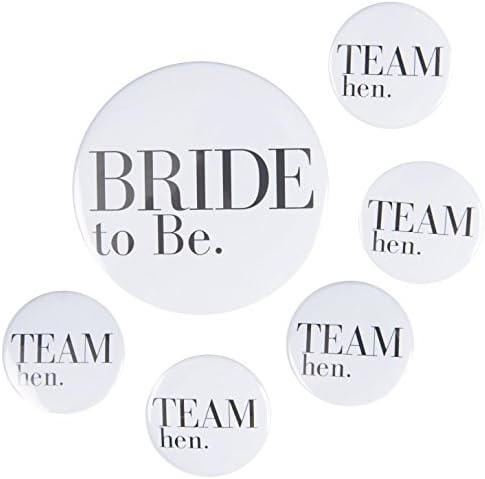 Team Hen 1 Bride Monochrome Badge and 5 Hen Badge (One Size)
