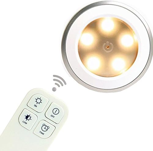 Under Cabinet Lighting Battery Operated, Wireless LED Puck Lights with Remote Control, Brightness Portable Counter Kitchen Garages Car Sheds Store Room Night Lighting, Install Easily Anywhere, Natural White