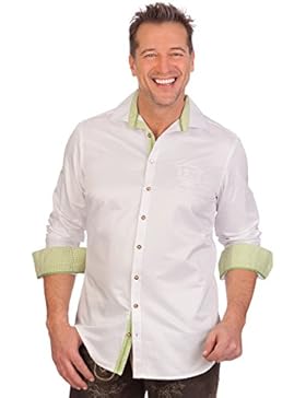 H1646 - Trachtenhemd mit langem Arm - weiß, schwarz