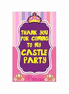 Balloonistics Princess Girls Theme Thank You Tags Thank u Cards for Return Gifts (20 Nos Cards and Glue Dots)