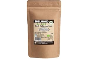 ‎EDELMOND Edelmond Rohkost Kakaobohnen Bio / 750 g Fairtrade-Zertifiziert / Ohne Insektizide, Low Cadmium Analyse / Edel-Schokolade Cocoa