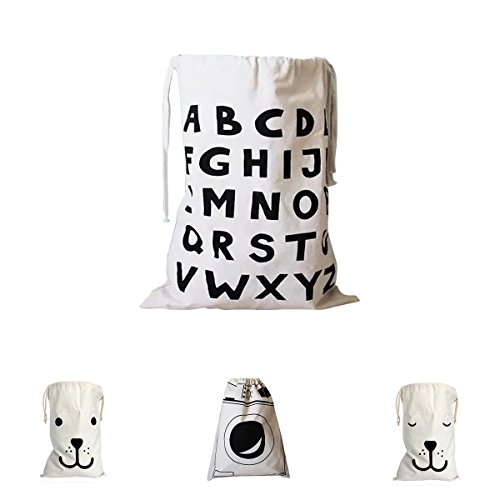 Canvas Jumbo Duvet Aufbewahrungsbeutel, Stoff Wäschebeutel Wäschekorb Großer Hängen mit String Toys Aufbewahrung Reisetaschen Taschen (26 Buchstaben)