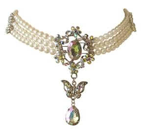 Edle Trachtenschmuck Dirndl Perlen Kropfkette weiß