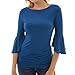 Produktbild FORH Damen Langarmshirt Frauen O-Ausschnitt Basic Tops Slim Bluse Frauen Mode Ellbogen Bell Sleeve Solide Sweatshirt O-Neck Casual Pullover Shirt