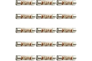 KONAMO 15 Pack 13A Fuses, 250V BS1362 Ceramic Fuses, White