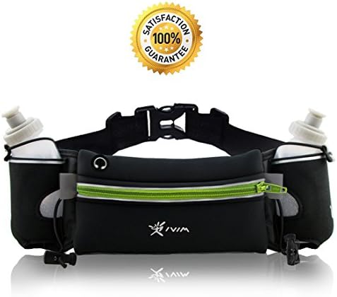 No Bounce Reflective Hydration Running Belt with 2 x BPA Free Water Bottles Each 280ml, Hydration Waist Pack, Sports Waist Pouch for Hiking Running Jogging Climbing, Fits iPhone6, 6s Plus, Se, Samsung GalaxyS6/5 Note 4/3/2