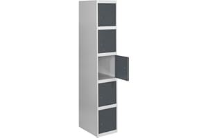 SIMON RACK SimonRack Casier vestiaire métallique, 5 Portes, 1800 x 400 x 500 mm, Gris/Anthracite, 1800x400x500