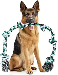 PSK PET MART Large Dog Rope Toys for Aggressive Chewers Dog Rope Pet Tug Toy Cotton Rope Dog Chew Toys for Large Dogs Tug of War Toy Strong Chewing Teething Training Interactive Dog Rope Toy